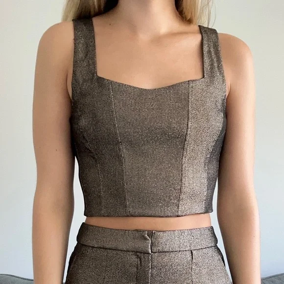 Dynamite Lurex Cropped Corset Top - Picture 3 of 9